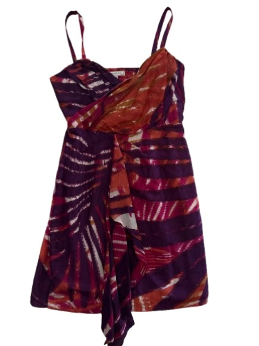 Banana Republic Purple and Rust Abstract Spaghetti-Strap Mini Dress-Silk Blend